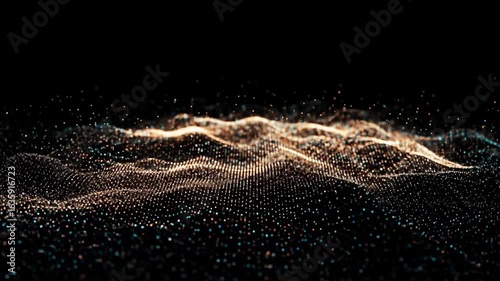 Abstract Digital Landscape: Glowing Particle Waves