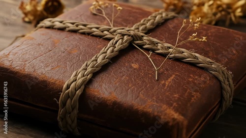 Rustic Leather Gift Box with Dried Flowers