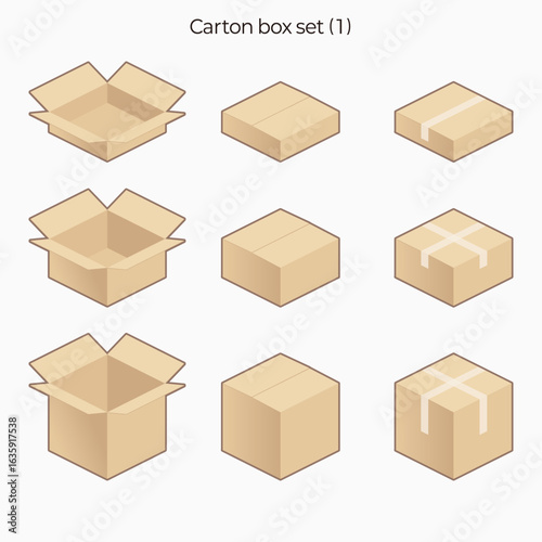 Isometric style carton box set