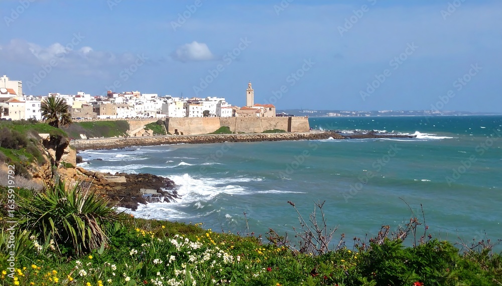 Fototapeta premium Coastal town with a fortress