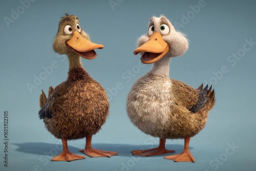 Charming Animated Duck Pair Share a Moment Filled With Joy and Laughter Generative AI