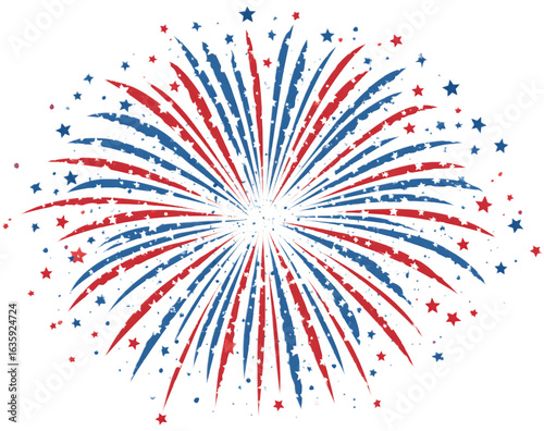 Colorful celebration fireworks splash in a floral vector art pattern isolated on transparent background