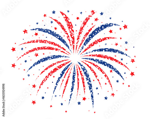 Colorful celebration fireworks splash in a floral vector art pattern isolated on transparent background