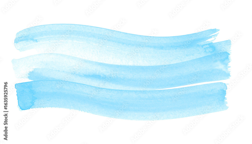 Fototapeta premium Watercolor brush stroke in pastel blue, soft edges, isolated on transparent background