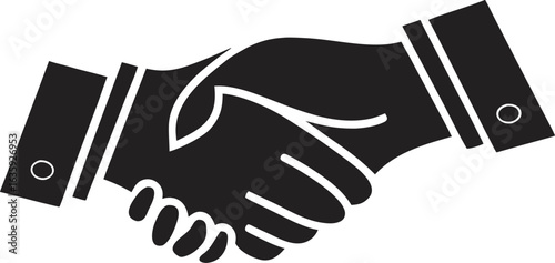 Business partners shake hands in a black silhouette vector illustration symbolizing partnership and teamwork
