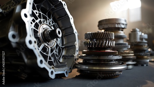 Wallpaper Mural Close up of automotive transmission gears and casing in workshop Torontodigital.ca