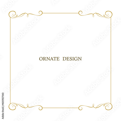 Vector frame for design template. Golden floral borders. Ornate decor for save the date, birthday, greeting card, wedding invitation, leaflet, poster, certificate, thank you message.