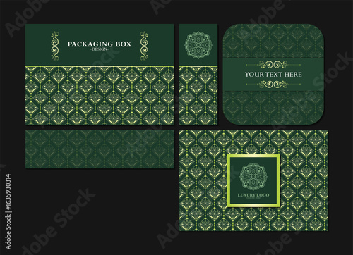 Elegant Golden Art Deco Pattern for Packaging Box Design Presentation