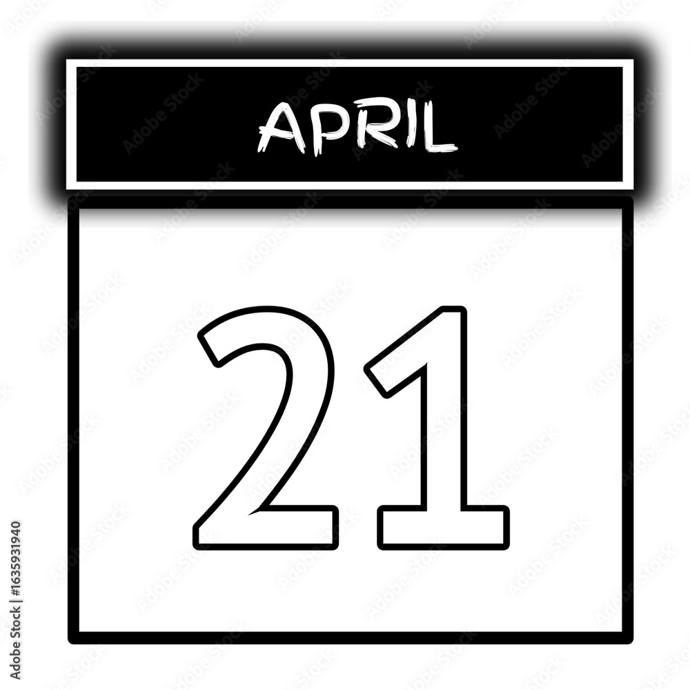 Fototapeta premium black color calendar frame April month date 21