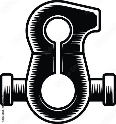 Industrial-style graphic of a heavy-duty shackle.