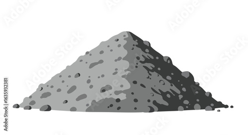 Gray heap A pile of rocks, sediment, dirt and rubble on a white background