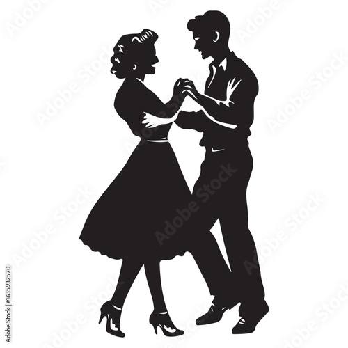 Couple dancing Vector silhouette