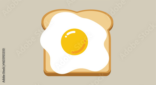 Simple illustration of a fried egg with a yellow yolk on a slice of toast