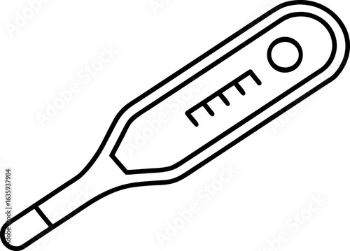 Thermometer medical temperature health care vector line art illustration
