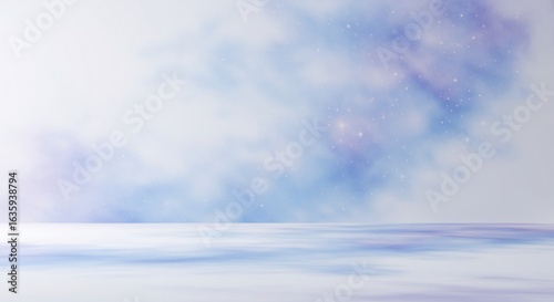 柔らかな青紫の光、空想的な空間が広がる幻想的背景. AI Generated