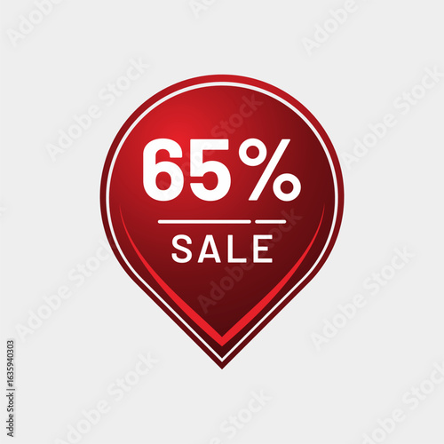 Free Download 65% Sale Marker – Bold Red Vector for Mid-Month Promotions - GFXLoad