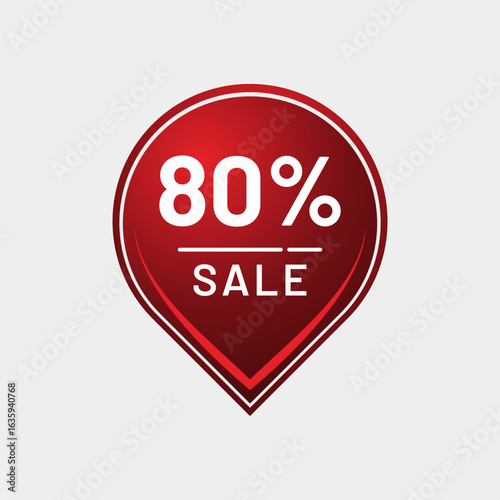 Free Download 80% Sale Label – Vibrant Red Icon for Big Deal Campaigns - GFXLoad