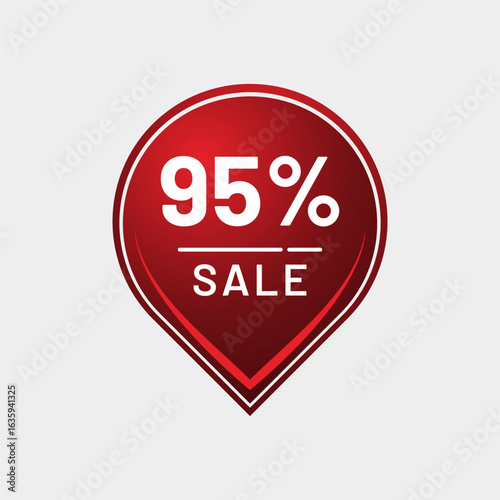 Free Download 95% Sale Badge – Minimalist Red Discount Icon for Massive Deals - GFXLoad