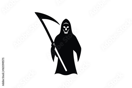 grim reaper with scythe vector icon
