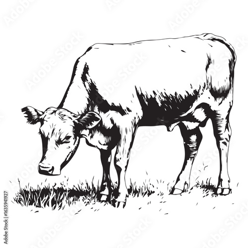 cow silhouette vector icon. black angus vector illustration 