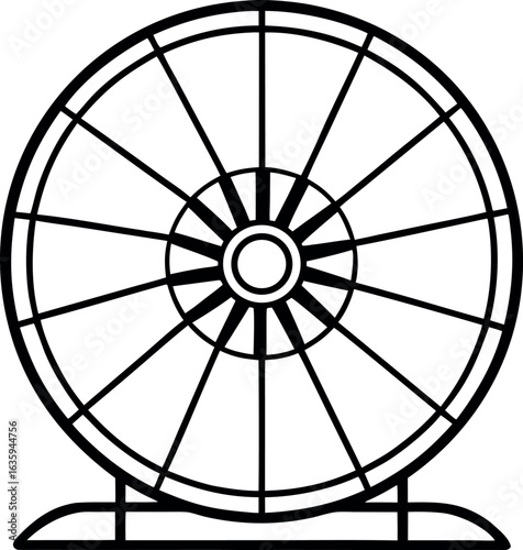 Ferris wheel spinning ride fairground vector line art illustration