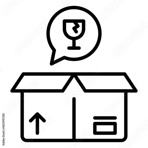 cardboard fragile line icon
