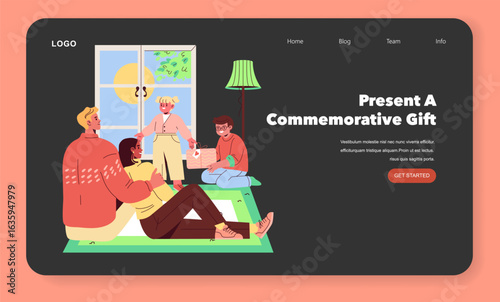 People Sharing Gifts During Group Gathering Illustration
