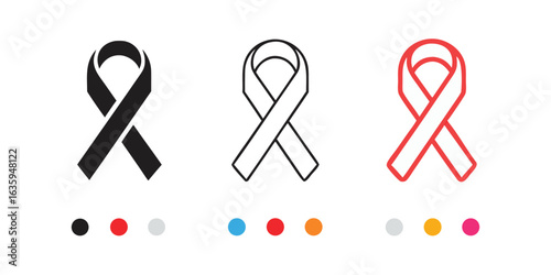 Awareness Ribbon Variety Promoting Diverse Causes and Support Displayed in Multiple Styles and Colors for Visual Advocacy
