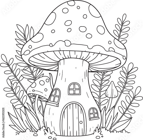 Mushroom Collections coloring pages white color background