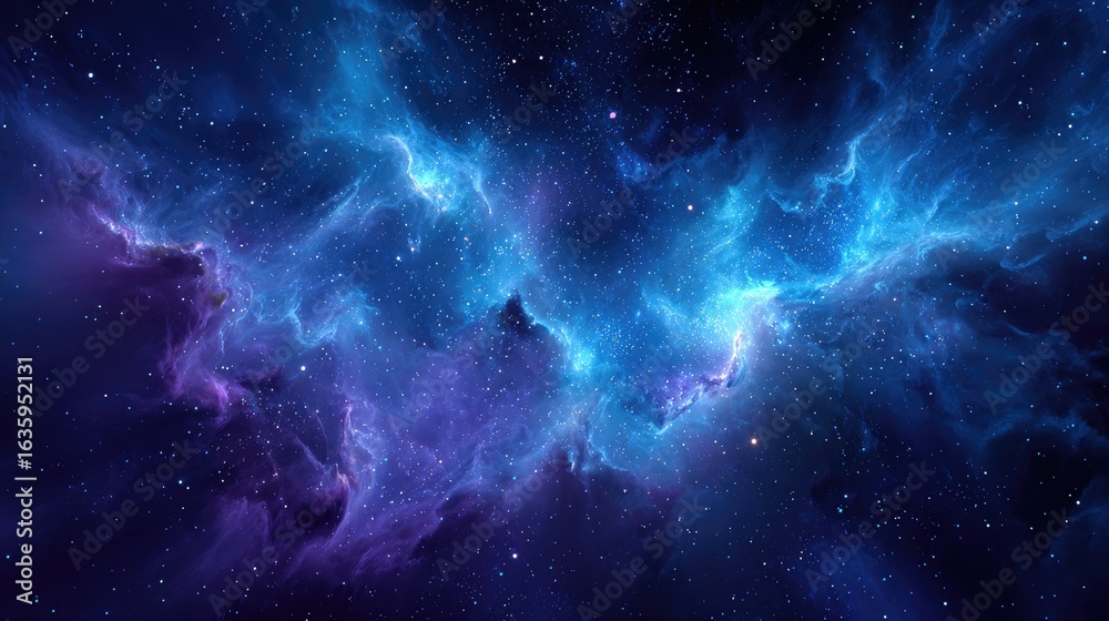Fototapeta premium Deep space nebula with vibrant blues and purples.