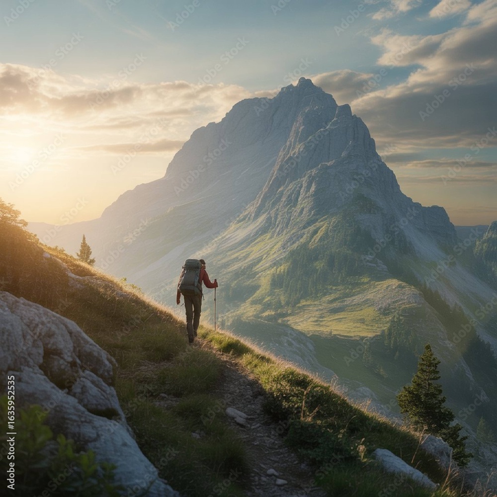 Fototapeta premium hiker in the mountains
