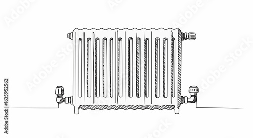 A detailed illustration of a classic vintage radiator.