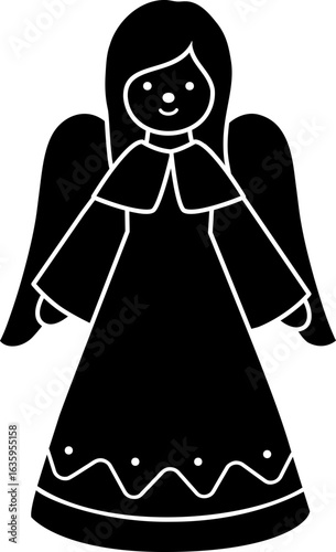 Cute Christmas angel silhouette vector.
simple festive angel silhouette icon Isolated.
Holiday Decoration .
Transparent background. svg.