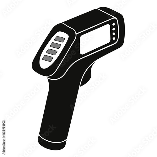 Infrared Thermometer Icon Depicts Contactless Temperature Measurement Tool For Various Applications Offering Efficient Thermal Imaging Technology Black and White