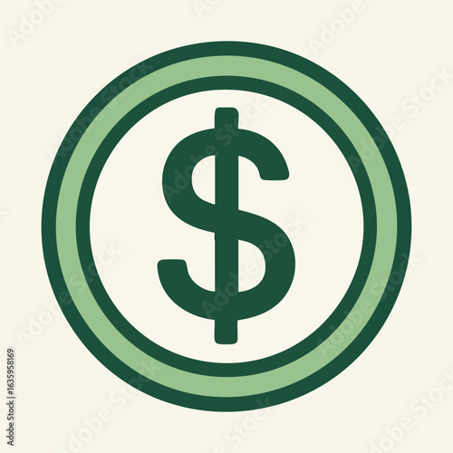 Vector Dollar Sign Icon – Minimalist Green Currency Symbol