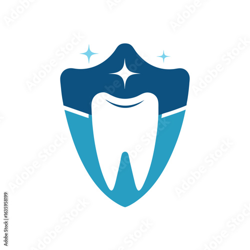 Tooth Shield Logo with Shining Star