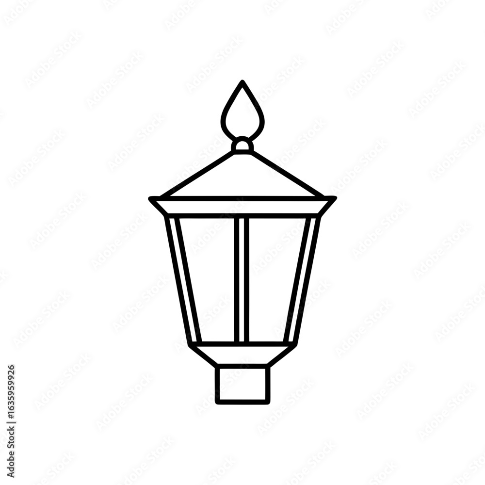 Classic Street Lamp Post Icon Outline on transparent background Classic Street Lamp Post Icon Outline on transparent background