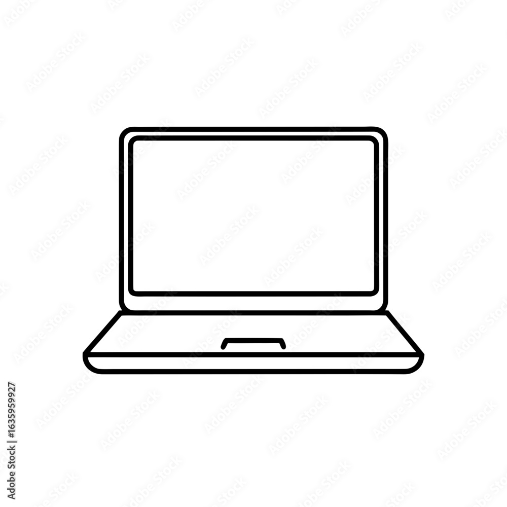 Simple Laptop Icon Outline on Transparent Background Simple Laptop Icon Outline on Transparent Background