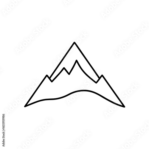 Simple Mountain Peak Line Art Icon on transparent background
