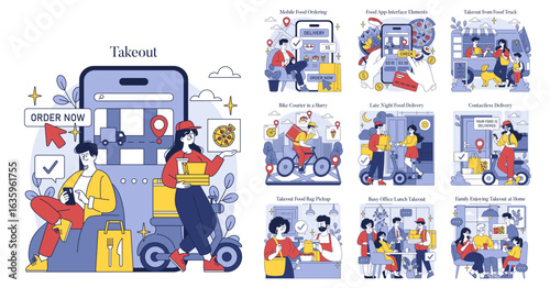 Dynamic Takeout and Delivery Service Concepts Illustrated
