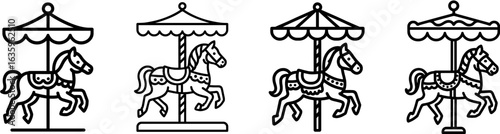 Carousel horse outline vector