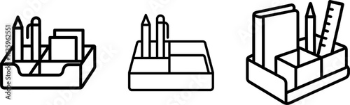 Desk organizer tray multi-compartment outline vector