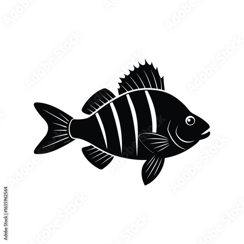 side profile silhouette of a yellow perch with spi.eps
