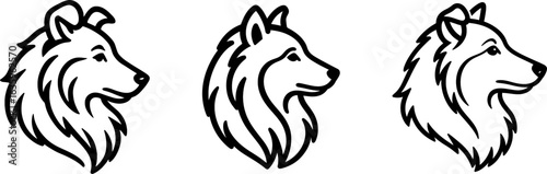 Shetland sheepdog head side profile outline vector