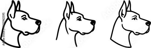 Great dane dog head side profile outline vector