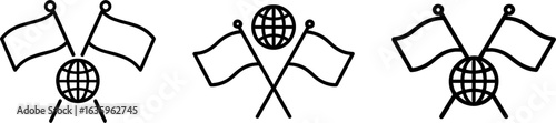Crossed flags diplomatic outline vector