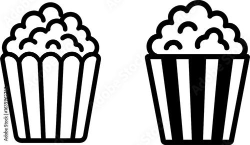 Popcorn striped box outline vector