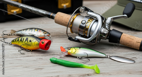 fishing rod and reel isolated