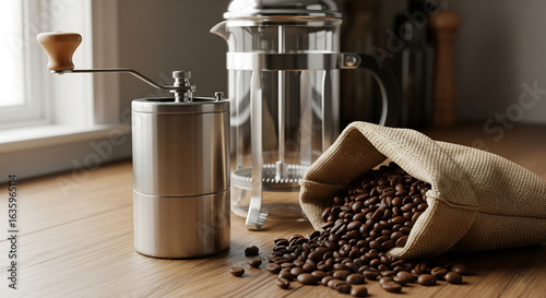 coffee maker and coffee beans