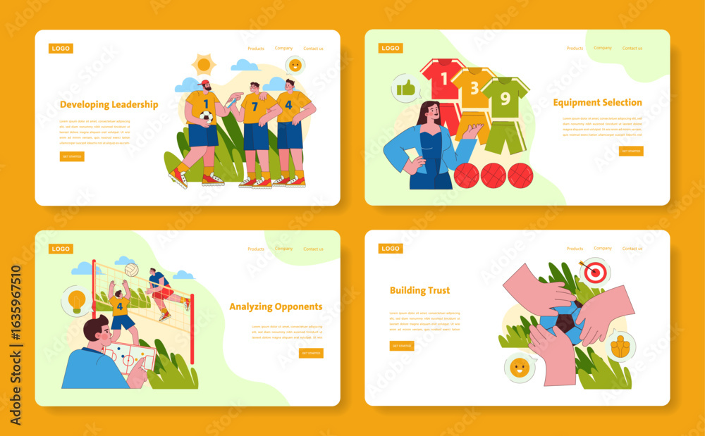 Fototapeta premium Teamwork and Strategy in Sports Vector Illustration Set